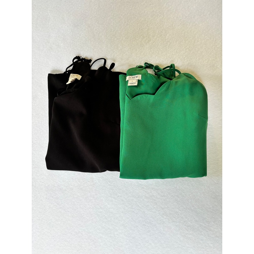 J.Crew Scalloped Racerback Camisole Top Bundle Green Black Size 4 Lot of 2